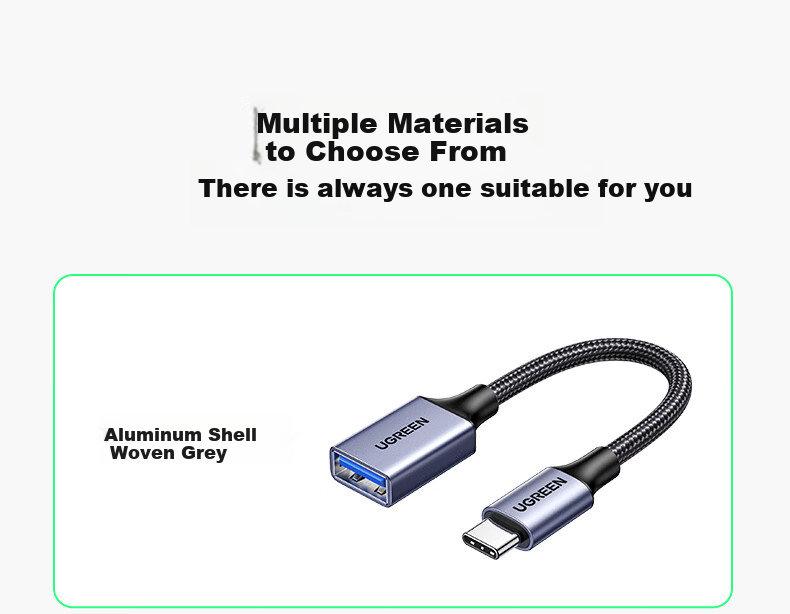 UGREEN Type-C to USB 3.2 Adapter OTG Data Cable Compatible with Apple 18/17/16 Huawei Phones, USB Flash Drive, Tablet, Laptop, Headphones, Keyboard And Mouse 16