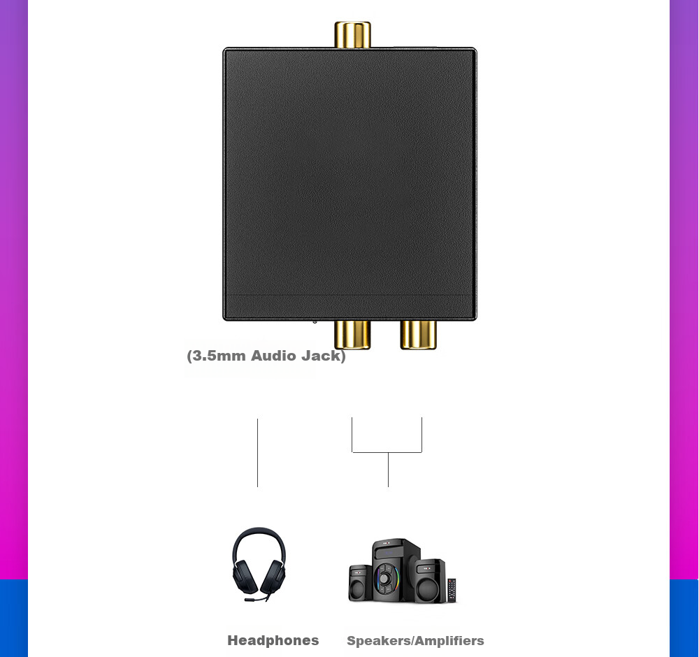 BURLEFRAN Digital Fiber Optic Coaxial Audio Converter, Coaxial Audio Converter Digital Analog Compatible with Hisense TV to Connect Speakers, SP-DIF to 3.5 Decoder Converter, Large Size 11