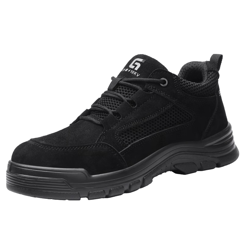GUYISA Men's Electrical Insulation Safety Work Shoes 10KV Anti-Smash Anti-Puncture Wear-Resistant Work Shoes 5115BKVT Size 44