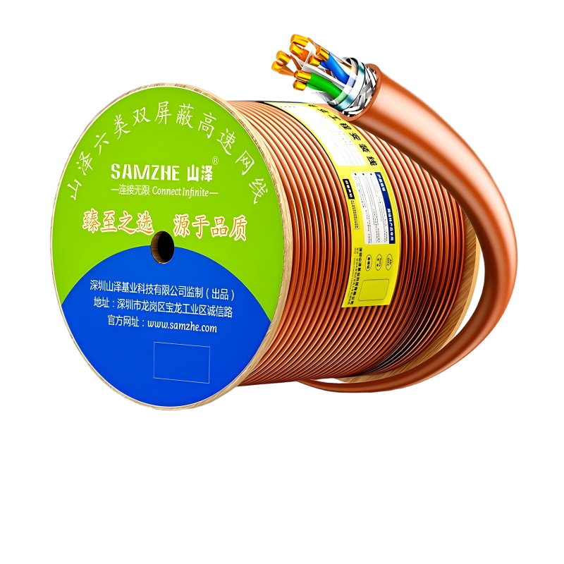 SAMZHE CAT6 Double-Shielded Gigabit Ethernet Cable [0.57±0.008mm Pure Copper] CAT6 8-Core Engineering Home Network POE Surveillance Wiring 305 Meters SFTP-6305