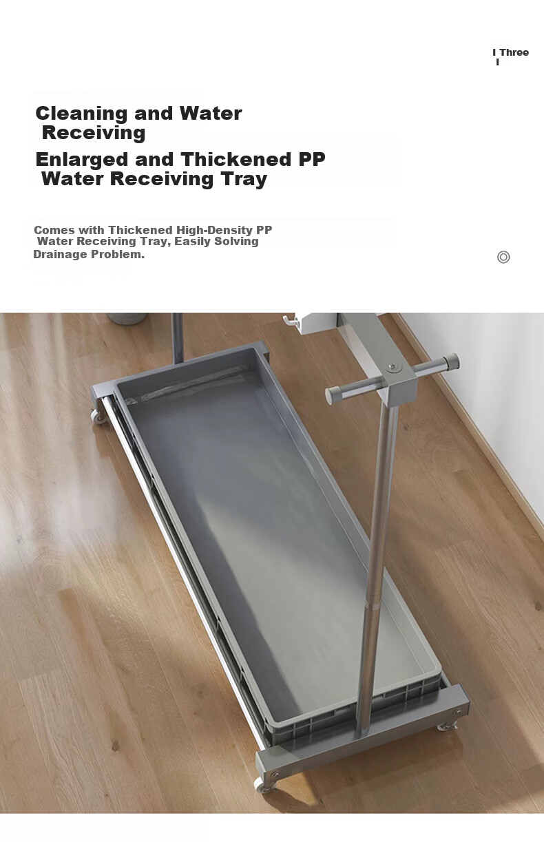 Yagao Stainless Steel Mop Rack, Floor-Standing Mobile Mop Holder, Cleaning Tool Storage Organizer with 5 Mops And 6 Hooks 7