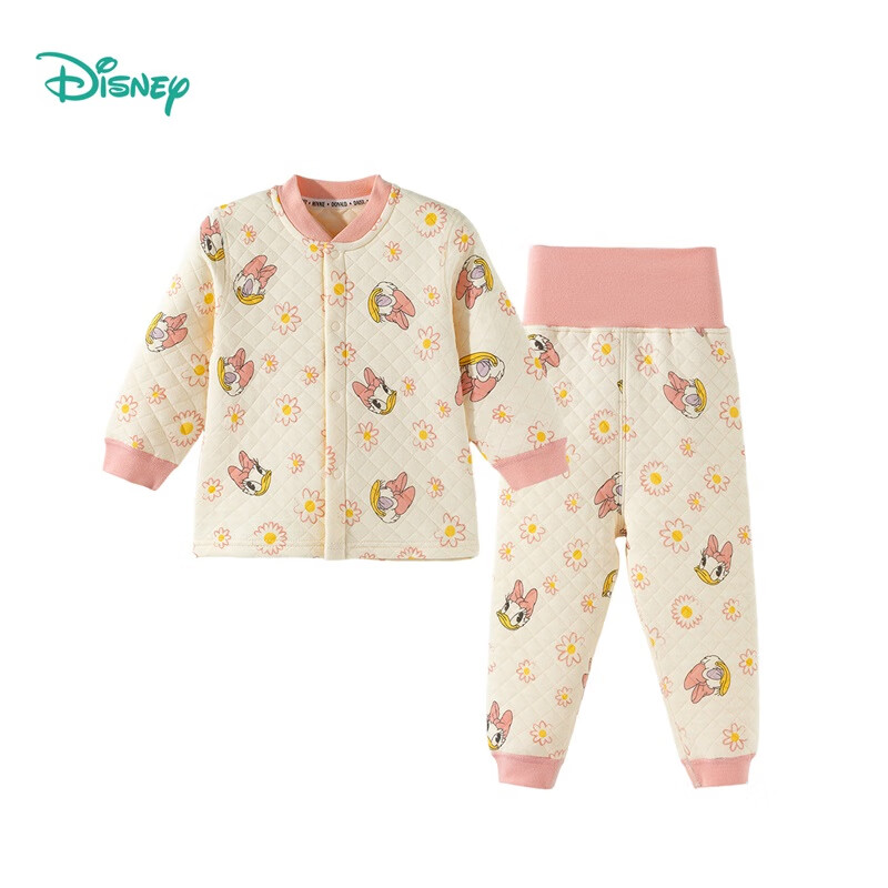 Disney Kids Autumn Winter Three-Layer Warm Cotton Skin-Friendly Homewear Pajama Set Daisy 120