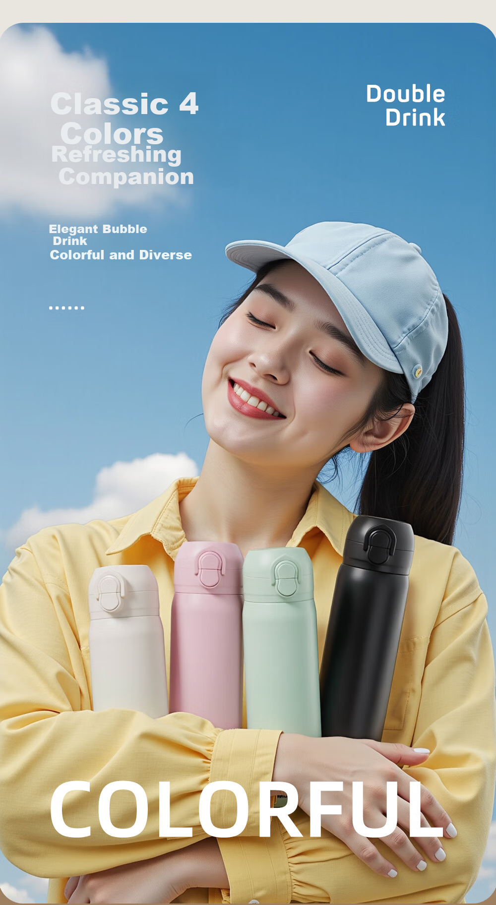 Fuguang Student Insulated Cup with Pop-Up Lid, 316L Stainless Steel Straw Cup for Women, Long-Lasting Heat And Cold Retention Children's Water Bottle 2