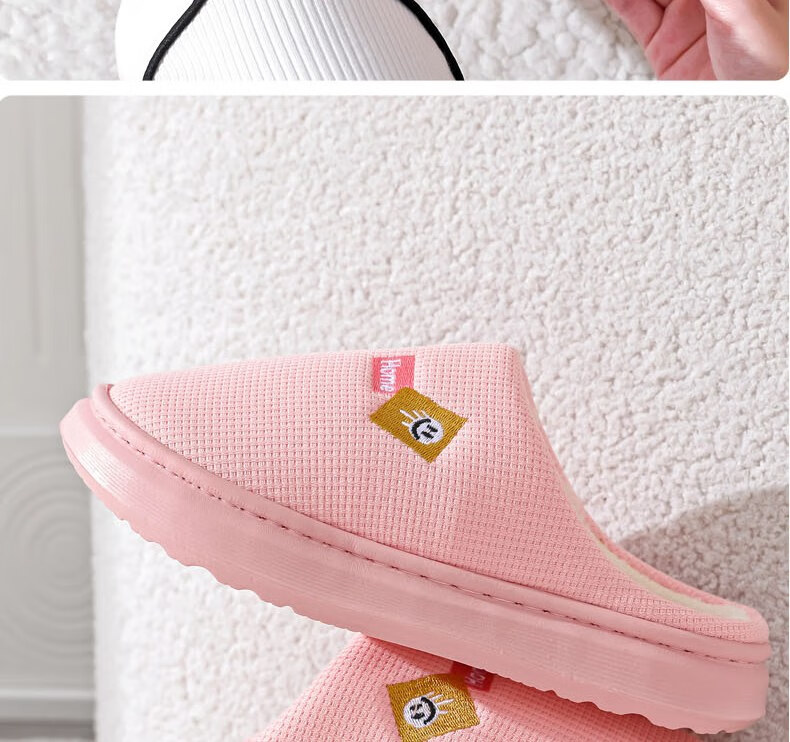 Huamei Jianbu Solid Color Half-Cover Cotton Slippers Unisex Warm Fleece Indoor Outdoor Cotton Slippers HM2506 Red Size 38-39 26