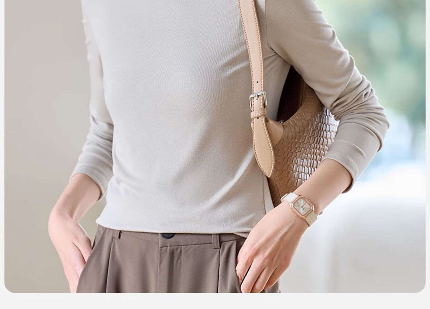 Miiow Lenzing Lyocell Crew Neck Base Layer Slim Fit Long Sleeve T-Shirt for Women 2025 Spring Autumn New White 2