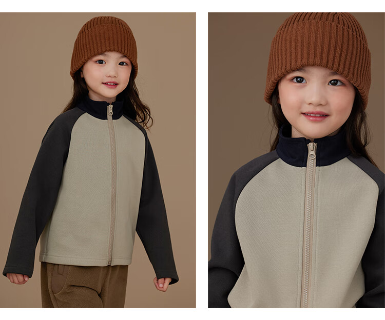 Hacikis Kids Spring and Autumn Casual Sweatshirt Jacket for Boys and Girls, Gray (Lightweight), Size 130 5