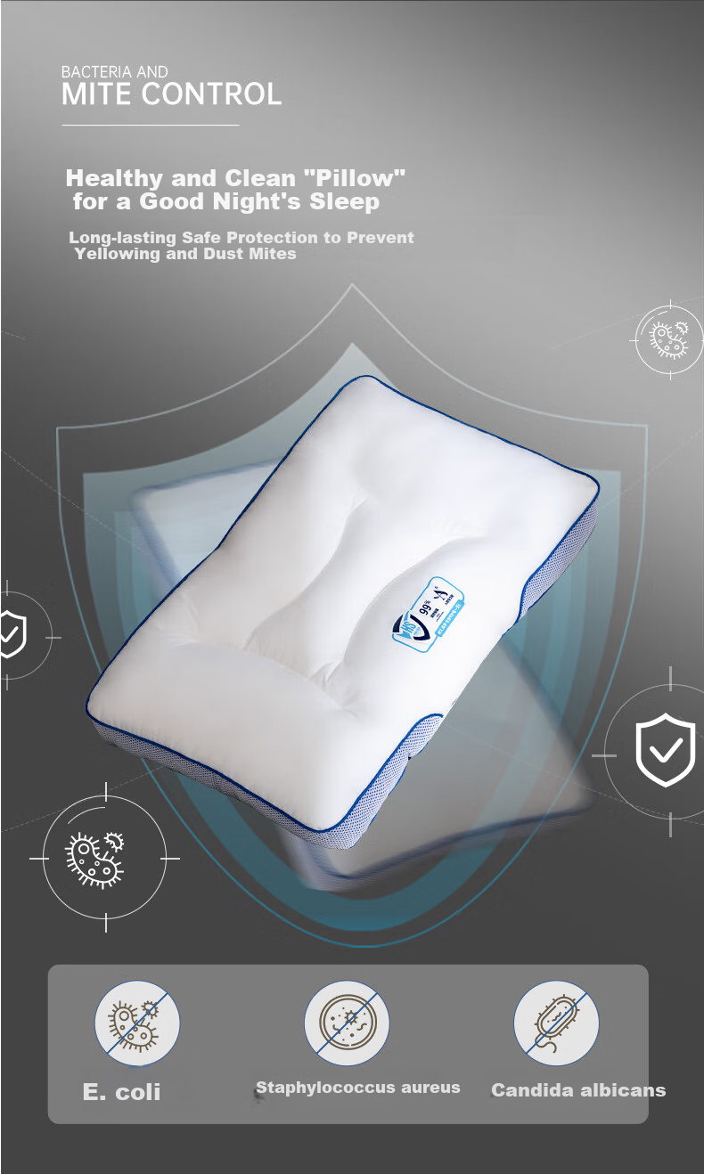 Mengjie Jiafang Pillow Core, Pure Cotton Fabric Core, Enjoy Small Blue Strip Neck Protection Fiber Pillow PLUS, 42*68*cm, Approximately 8-10cm 3