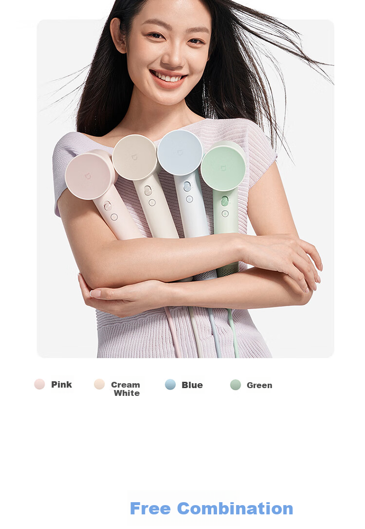 Mijia [Portable Travel] Xiaomi High-Speed Hair Dryer with Intelligent Temperature Control, Constant Temperature, Quiet Operation, High Power, Negative Ion, for Home And Student Dormitory Use, Pink 8