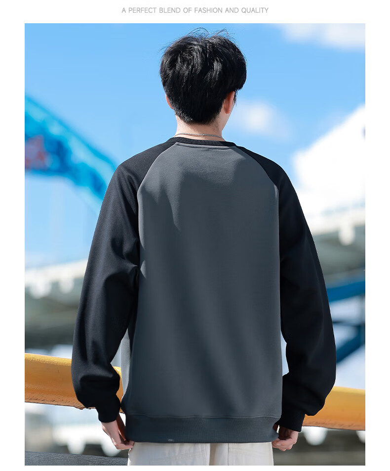 Warrior Sweatshirt for Men, Spring And Autumn Season, Color Block Spliced Round Neck Long Sleeve T-Shirt, Comfortable Retro Base Layer Pullover for Men, 1078 6