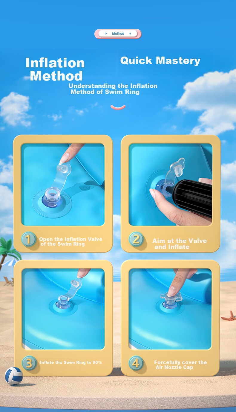 361° Kids Swimming Ring Life Buoy Beginner Swimming Equipment Underarm Press Inflatable Portable Swim Ring 7