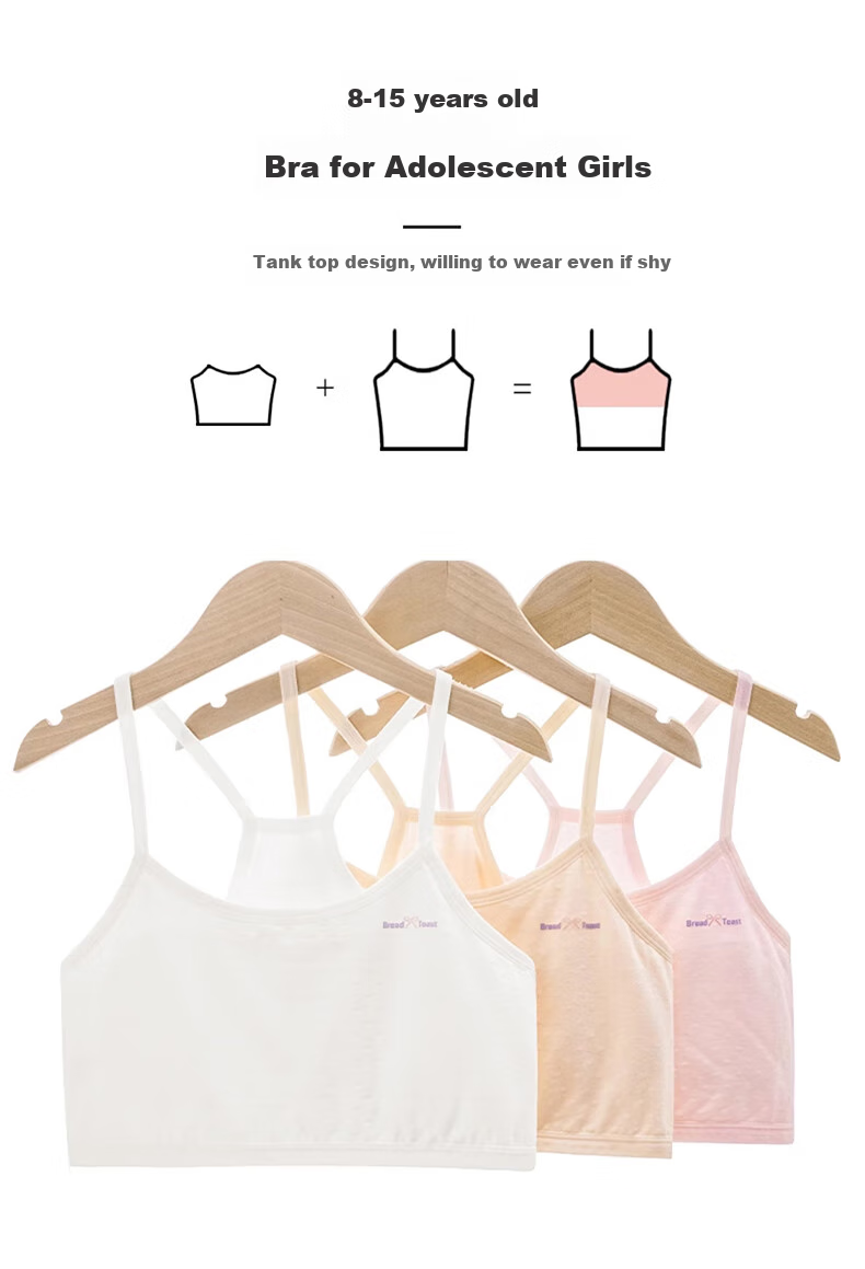 Ziyouxi Girls' Underwear for Elementary School Students in Puberty, Ages 8-12, Children's First Stage Camisole Thin Bra for Young Girls 8