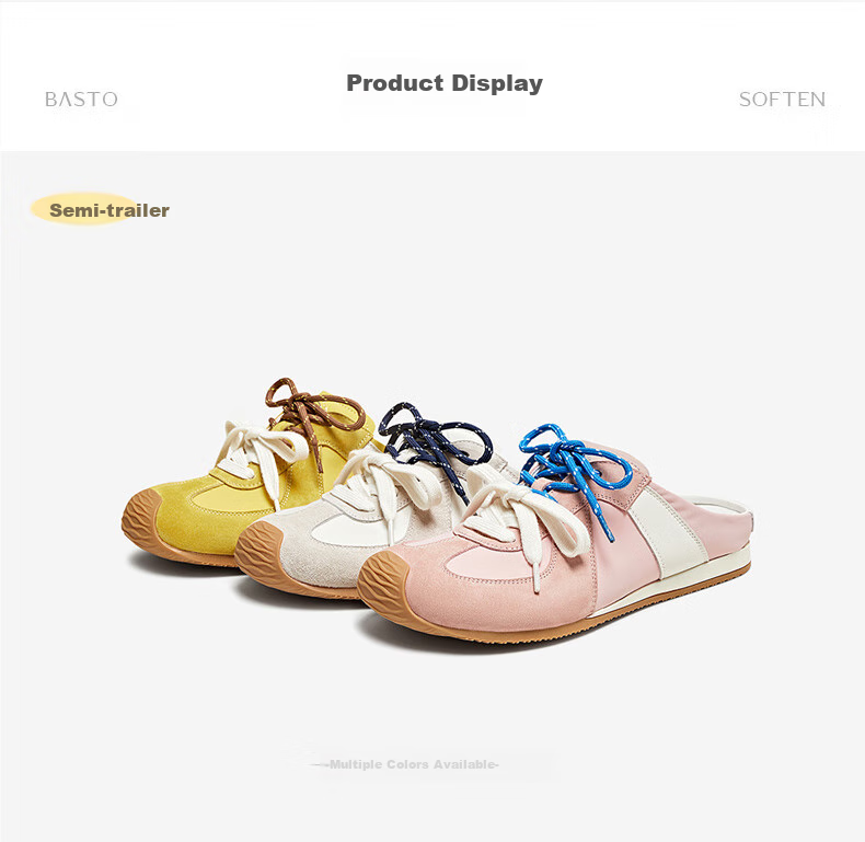 BASTO [Zhang Yuexi's Choice] Candy-Colored Height-Increasing Training Shoes, Slanted Casual Forrest Gump Shoes for Women, Yellow, Size 36 28