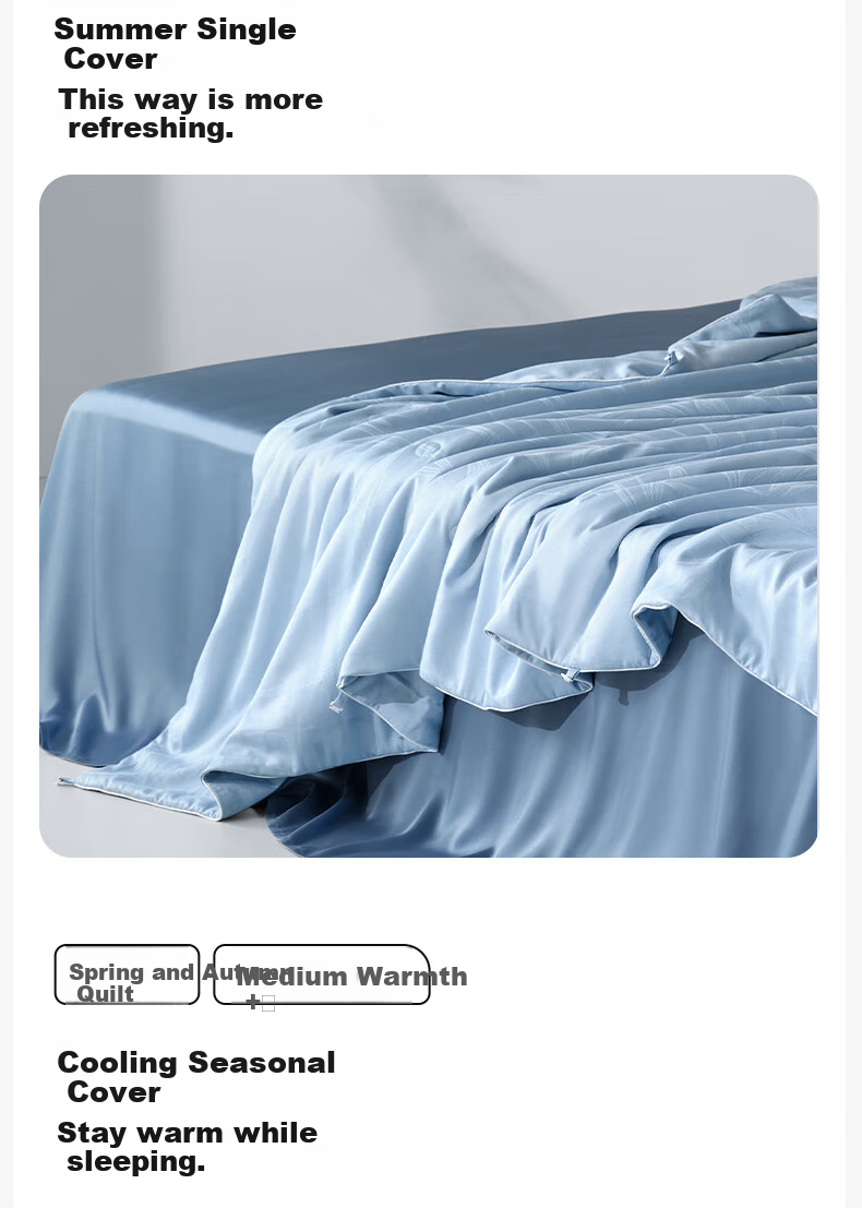 Lafufeier 100% Silk Comforter, Class A Anti-Mite Duvet, All-Season Quilt, Jacquard Silk, Dormitory Summer Quilt 17