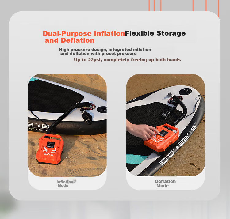MSEASFREE Paddle Board Surfboard Two-Way Car Electric Inflatable Pump, Lithium Battery Model Inflator 7