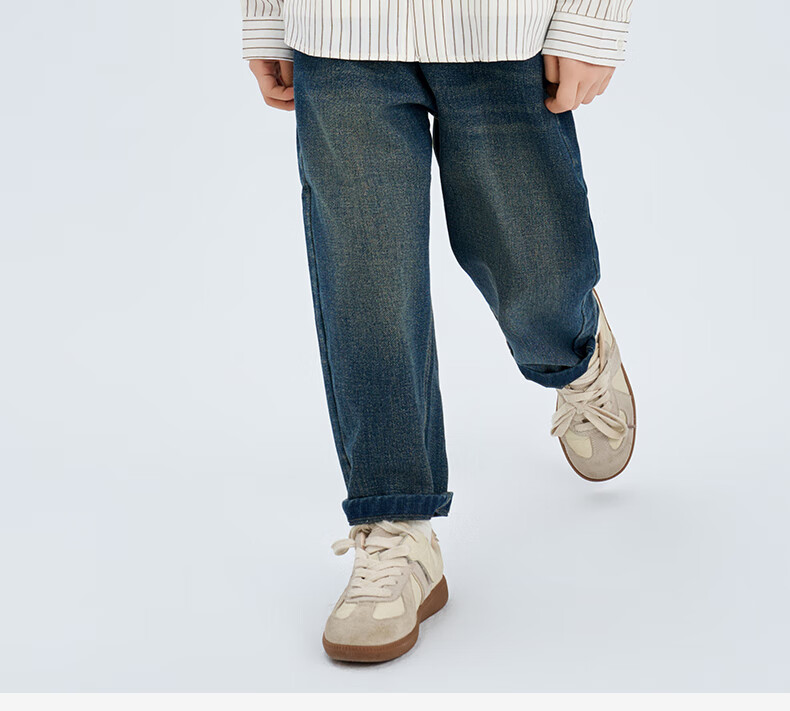 Luomeng Children's White Base Coffee-Colored Long-Sleeve Striped Shirt, Boys' Preppy Style Casual Versatile Spring And Autumn Shirt, White, Size 170 23