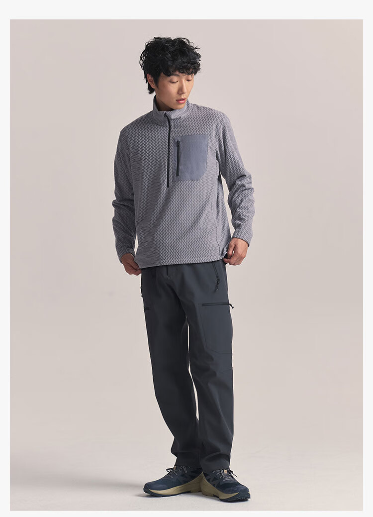JD Original Winter F2 Series Windproof Fleece Jacket And Pants, Outdoor Sports Warm Coat, Stand-Up Collar Cardigan, Space Gray, 3XL 4