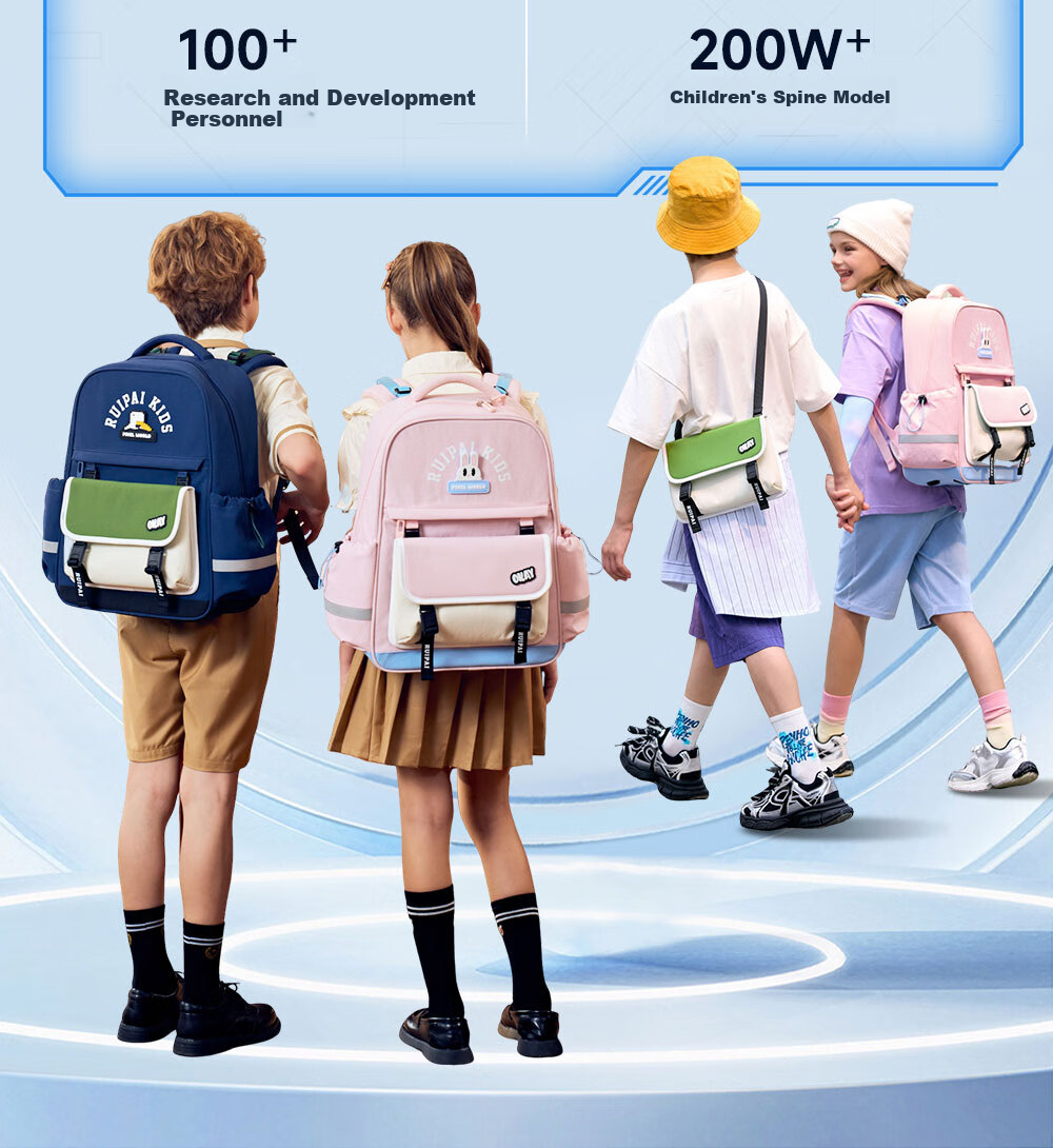 RUiPAi Backpack for Primary School Students, Boys And Girls, Lightweight, Spine-Protecting, Detachable, for Grades 1-3 Antibacterial And Water-Resistant 5