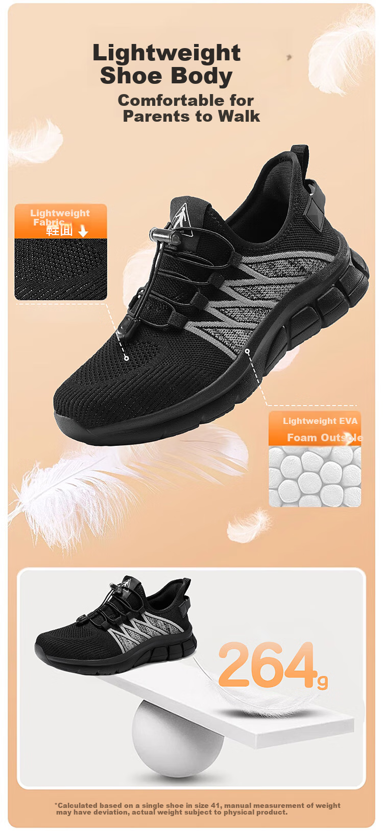 Zulijian Elderly Shoes, Summer Men's Breathable Dad Shoes, Men's Sneakers, Flyknit Casual Shoes for Men, 6011K Black, Size 43 1