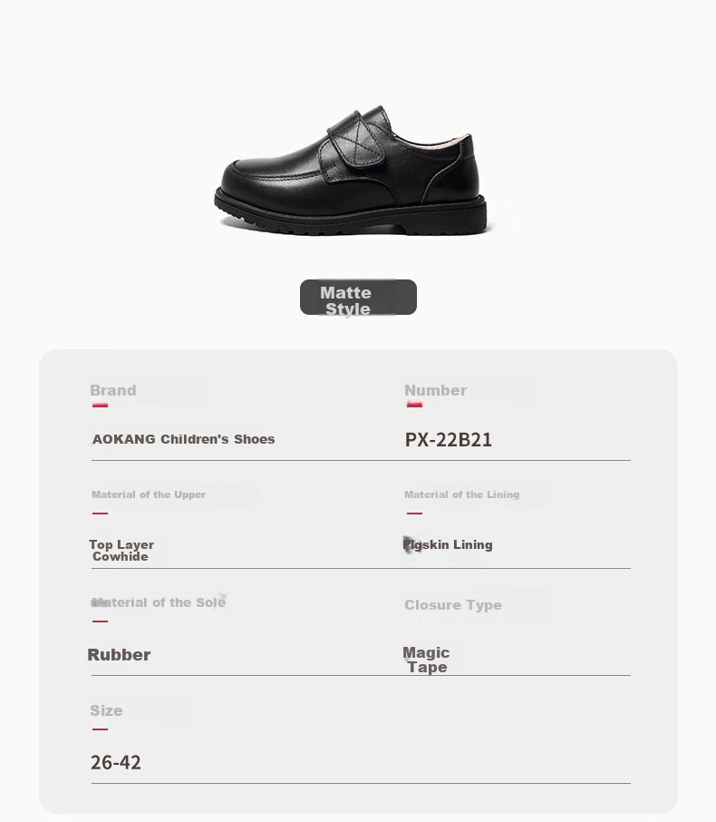 Aokang Children's Shoes, Boys Leather Shoes, Black Soft-Soled Performance Shoes, Spring And Autumn New Style, British-Style Genuine Leather Performance Shoes for Older Childre 1