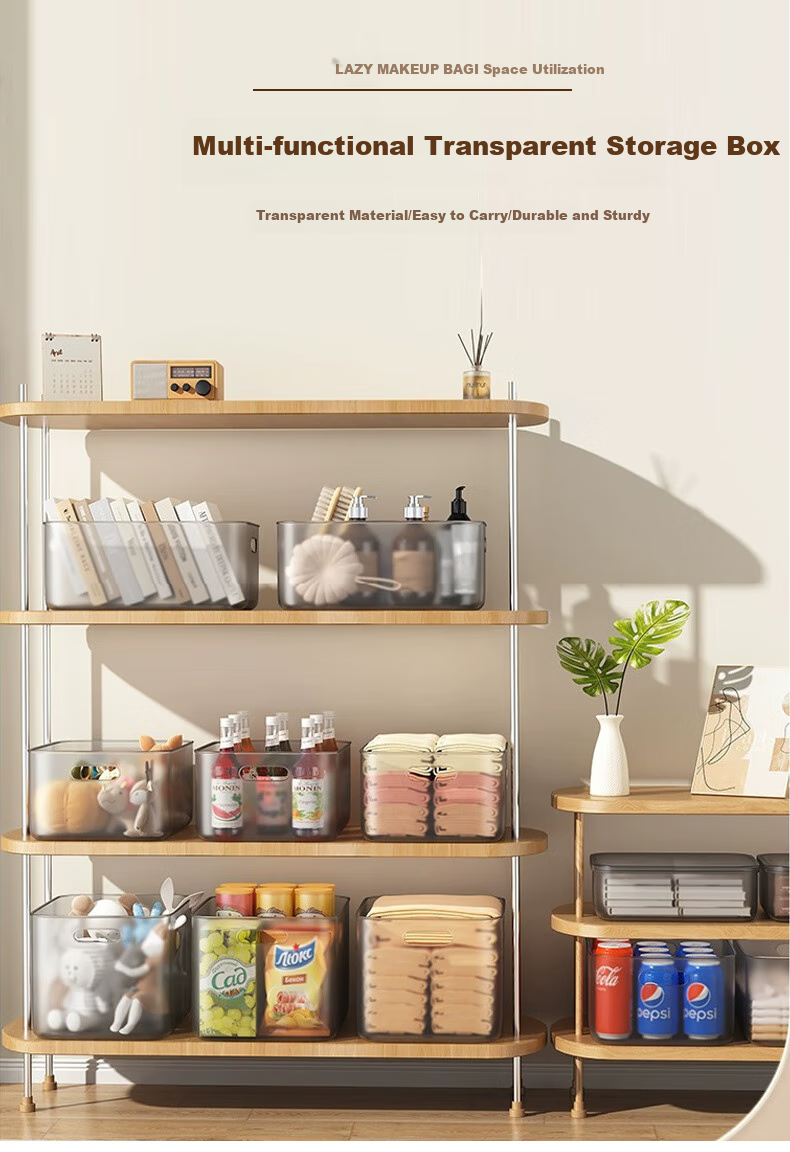 Siwangongli Transparent Storage Box, Household Toy And Snack Storage Container, Wardrobe Organizer Box, Plastic Storage Basket, Storage Bi 1