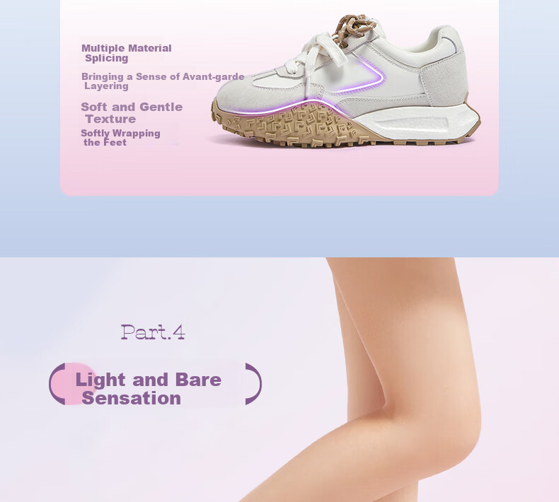 CAMEL Women's Yanyang Shoes with Light Soft Casual Sneakers L25A255136 Purple/beige 36 9