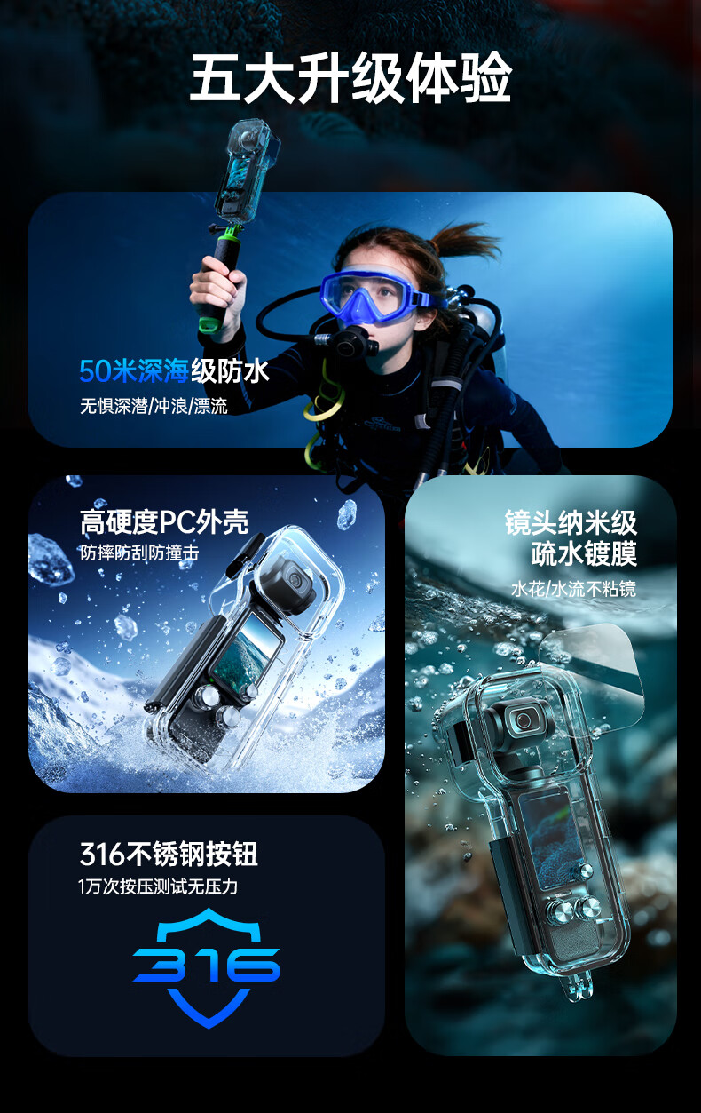 Llano Waterproof and Shockproof Case for DJI Pocket 4 Camera, Underwater 50m Diving Swimming Protective Cover for Pocket Gimbal Action Camera Accessories 5
