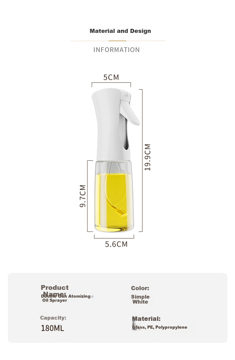 Double Gun Oil Dispenser Spray and Pour Two-in-One Atomizing Edible Oil Glass Bottle Kitchen Household Oil Drip-Free 11