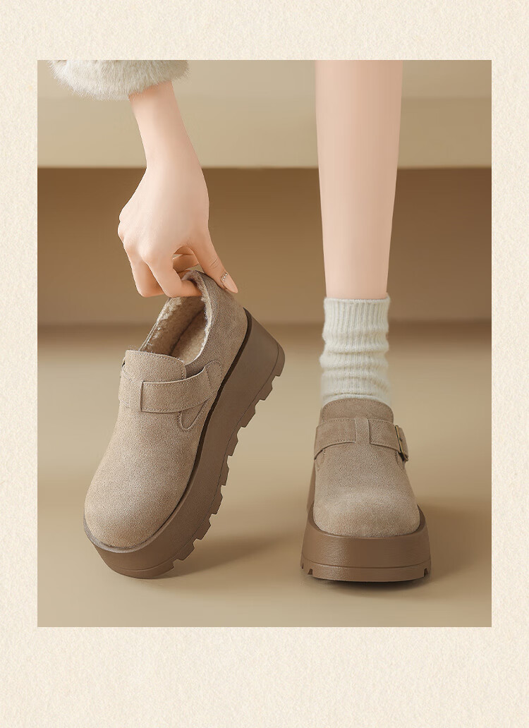 ZHR Women's Winter Cotton Shoes with Fleece Lining Thick Sole Warm Birkenstock Style Non-Slip Snow Boots KY55B Camel Color Size 40 16