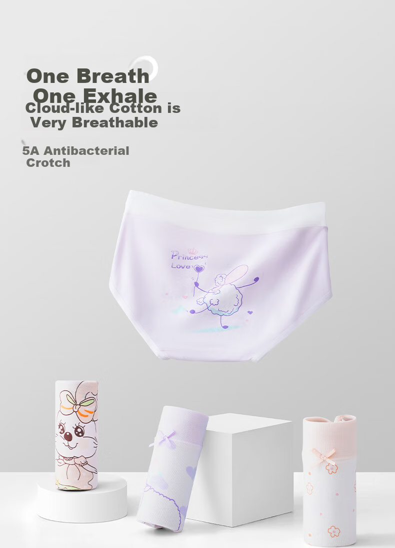 Ailier&ouluola Girls' Cotton Triangle Panties for Students in Puberty, Children 6-12 Years Old, Big Girls' Underwear, No Wedgie S 1