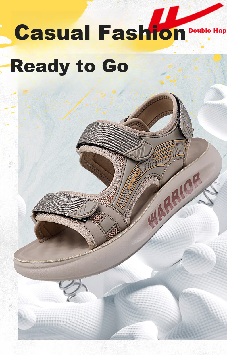 Warrior Men's Sandals 2026 Summer New Non-Slip Odor-Resistant Outdoor Water Shoes Beach Shoes Black Size 42 1