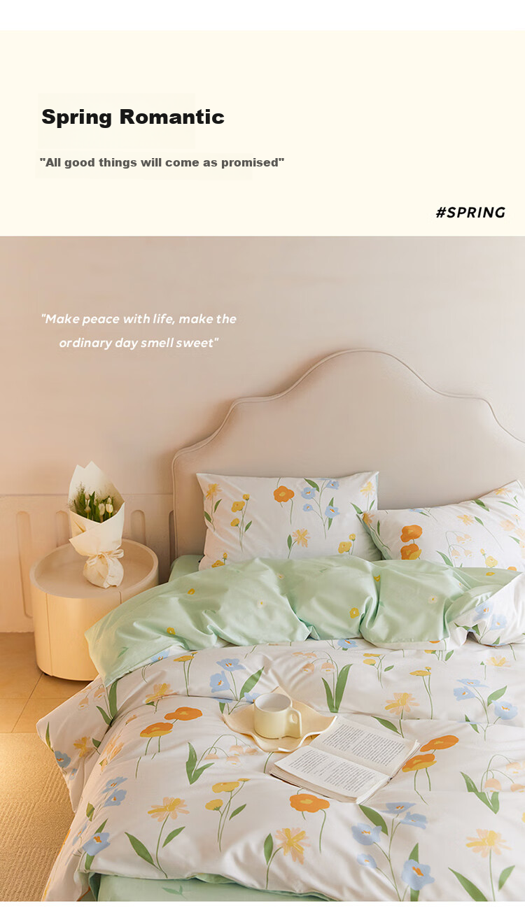 Dohia Home Textiles Pure Cotton Bedding Set, All-Cotton Double Bed Linen Duvet Cover And Sheet Set for 1.8m Bed, 229*230cm 12