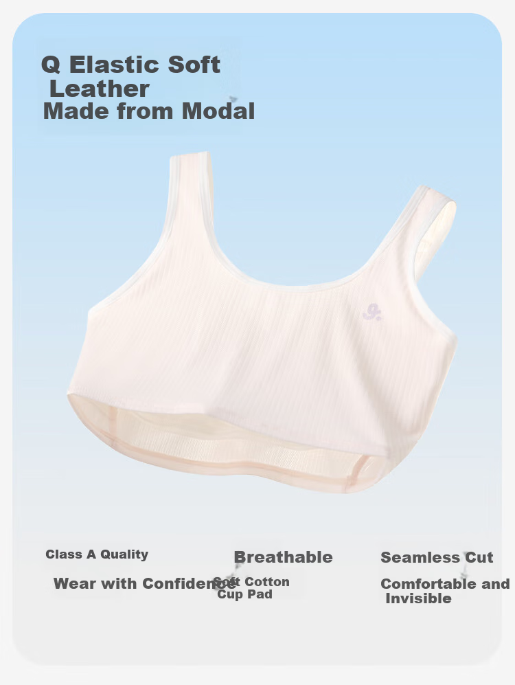 Jiusuiban 80S Modal Children's Underwear, Girls' Bra for Ages 8-10, Student School Uniform, Anti-Nipple Protrusion, Mid-Length Camisole 3
