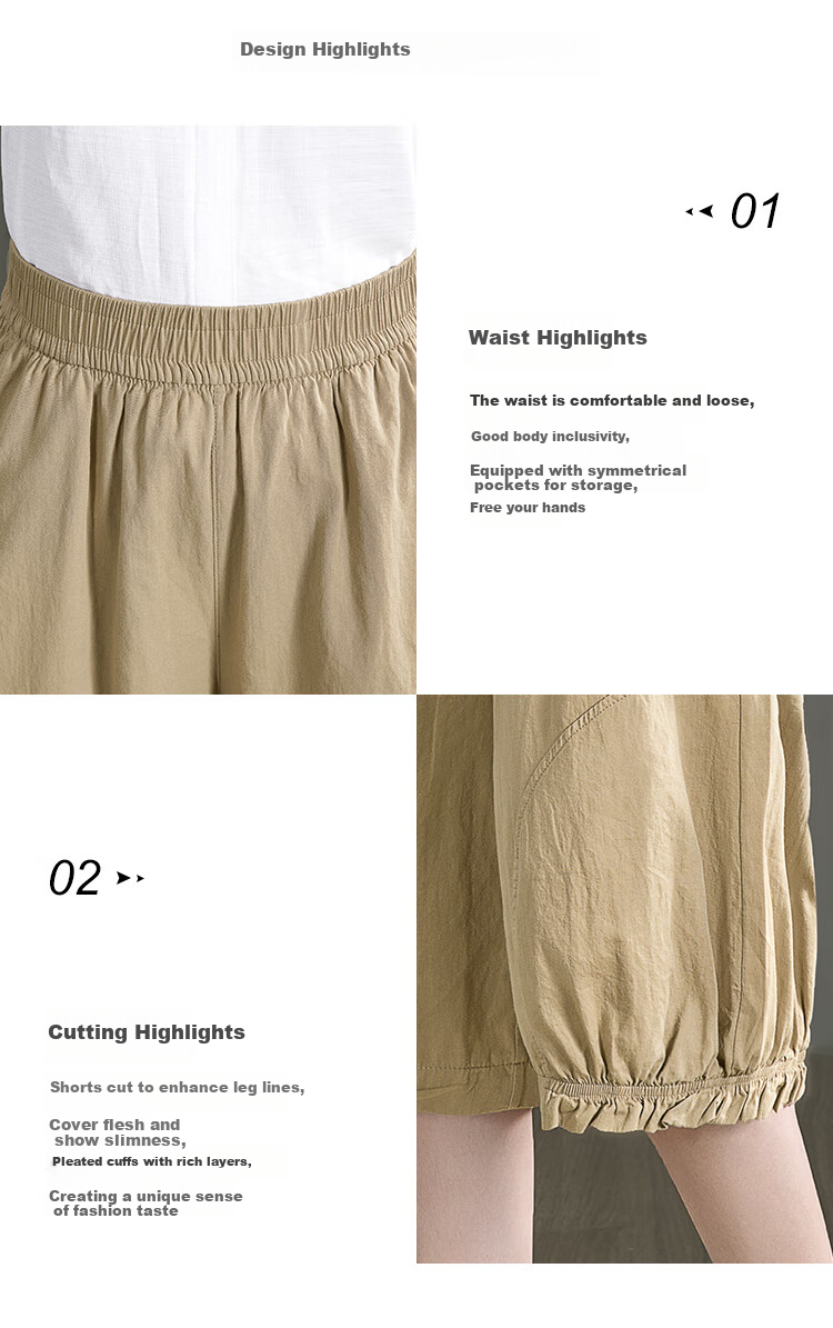 Siboshe Elastic Waist Wide-Leg Pants, Summer 2026 Collection, Loose-Fitting Tapered Leg Casual Pants with Pleats 2