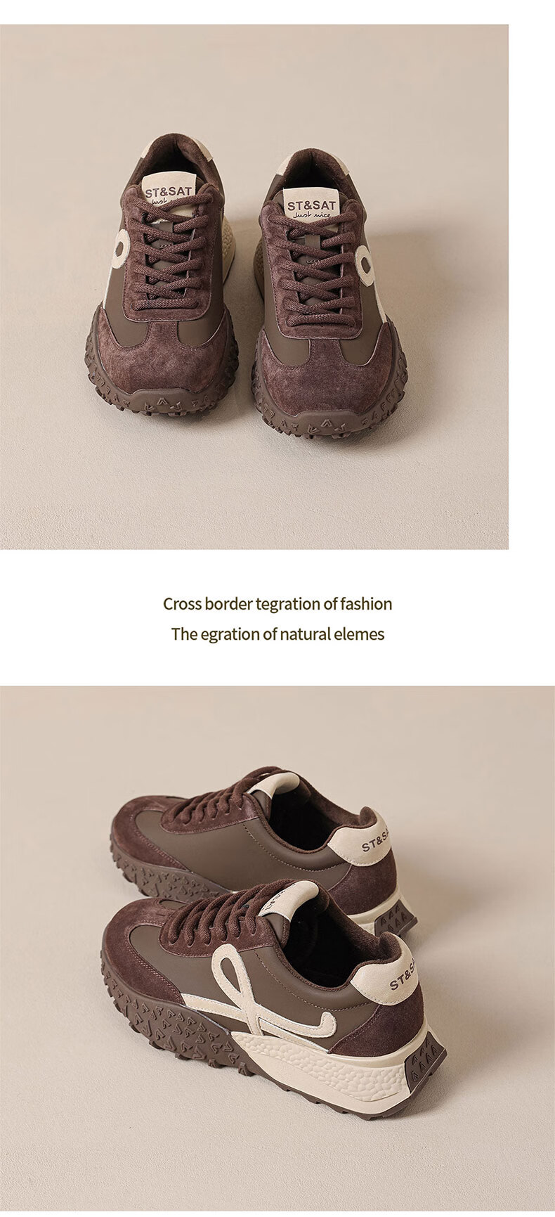 Saturday Fashion Comfortable Thick-Soled German Trainer Women Fleece-Lined Autumn Winter Retro Versatile Sports Casual Shoes Coffee Color Size 40 3