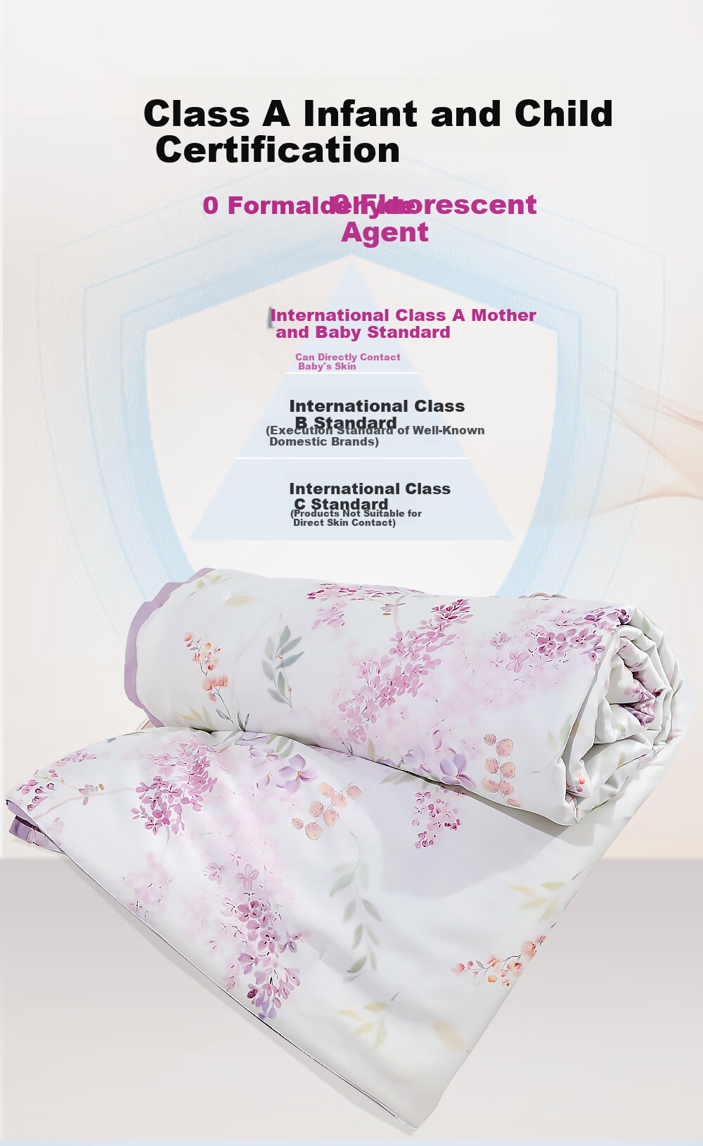 One's Member 100% Natural Silk Duvet, 60-Count Lanjing Tencel Fabric Thin Quilt, Light Purple Floral Shadow, 150*210cm, Single Bed 10