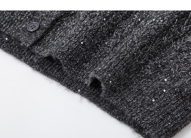 Demana Autumn Crew Neck Cable Knit Sequin Sweater Loose Fit Petite Wool Blend Top 3