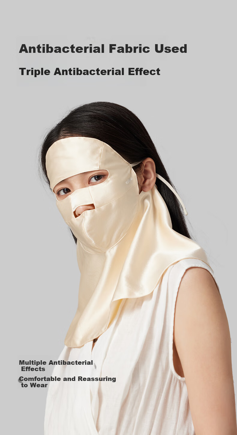 Obsu Japanese Obsu Sun Protection Face Mask with Neck Guard, Lightweight Summer Sunshade UPF50+, Cherry Blossom Pink Veil Style 16