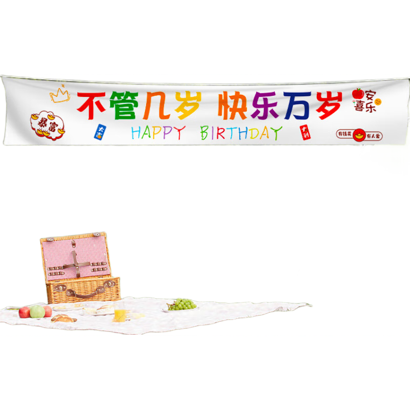 Duomeiyi Birthday Scene Decoration for Children, Boys And Girls Birthday Party Fabric Colorful Banner Happy Birthday Long Live