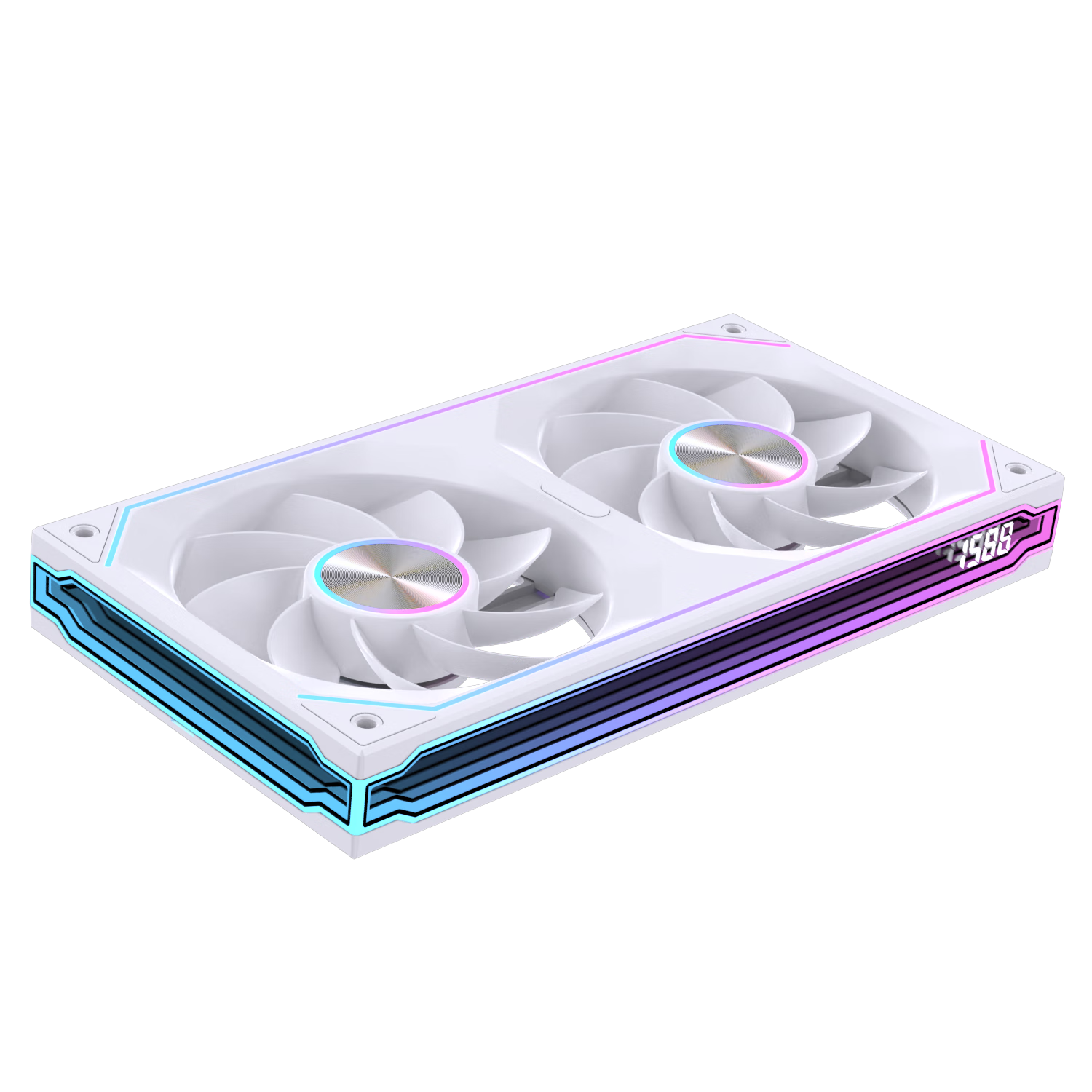 Raleigh CoolLink PRO240 Integrated Block Fan Water Cooling White Reverse Blade 12cm Case Fan Infinite Mirror Digital Display ARGB Sync PWM Speed Control Silent Desktop Computer Fan