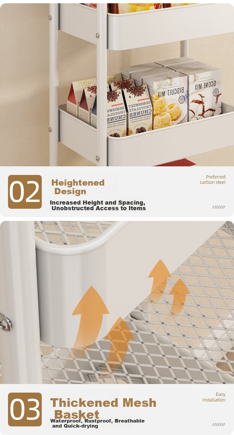 Jiadu Kitchen Storage Rack, Multifunctional Floor-Standing Vegetable Trolley, Household Fruit And Vegetable Basket, Multi-Layer Storage Shelf 8