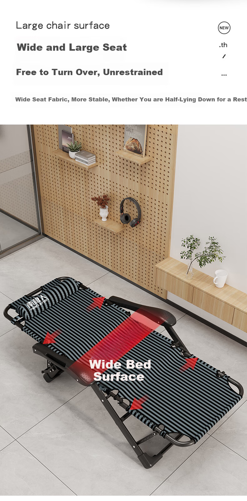 Nanjiren Folding Bed Lounger, Folding Chair, Office Nap Chair with Thick Breathable Cotton Pad 5