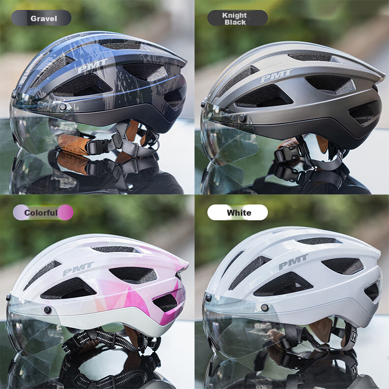 PMT Cycling Helmet for Men And Women, Mountain Bike Road Bike Magnetic Wind Goggles Helmet GOLF White M 2