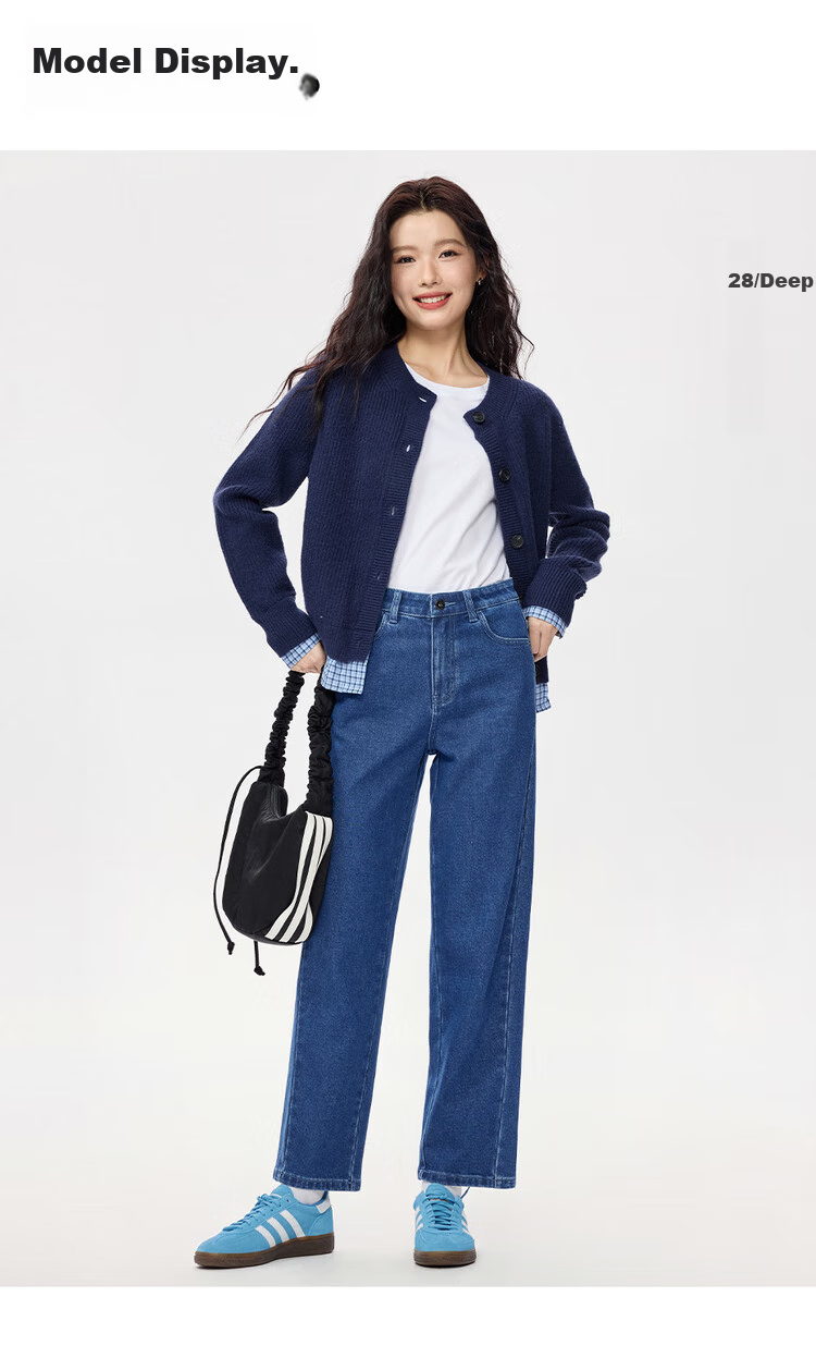 Zara Vintage Straight Leg Jeans Women Autumn and Winter Heavy Wash High Waist Zipper Jeans 05415683 10