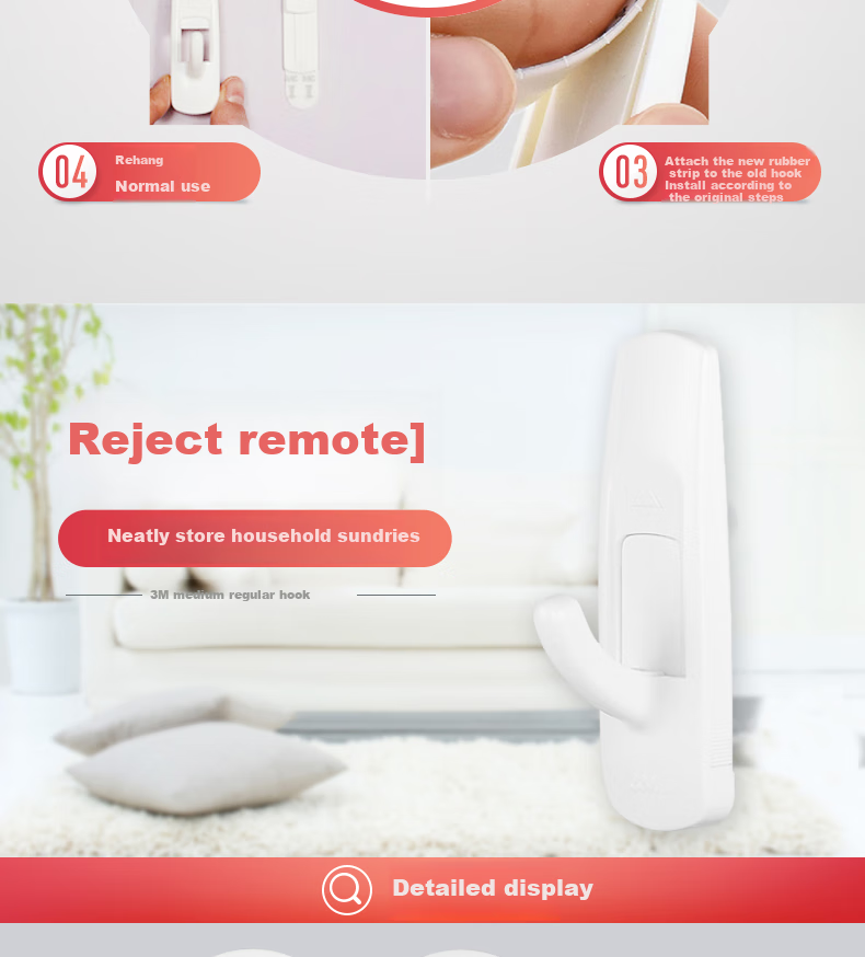 3M Hook, No Drilling Required, 3.4kg Load Capacity, White, 1 Piece, for Behind Door 7
