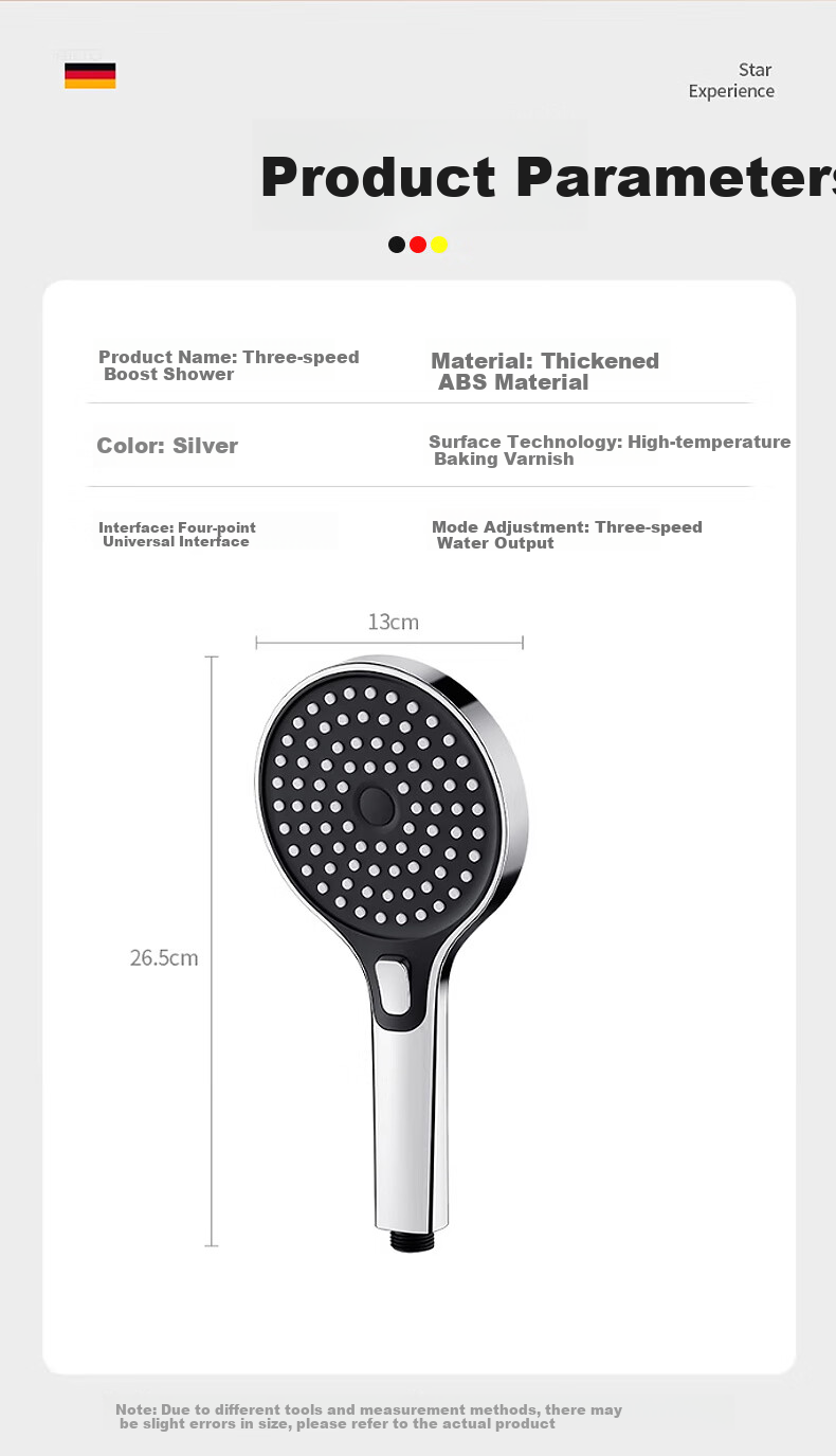 JROR [Germany] High-Pressure Shower Head Set, Three-Piece, Ultra-Strong High-Pressure Large Water Output Bathroom Shower Head DS-248 17