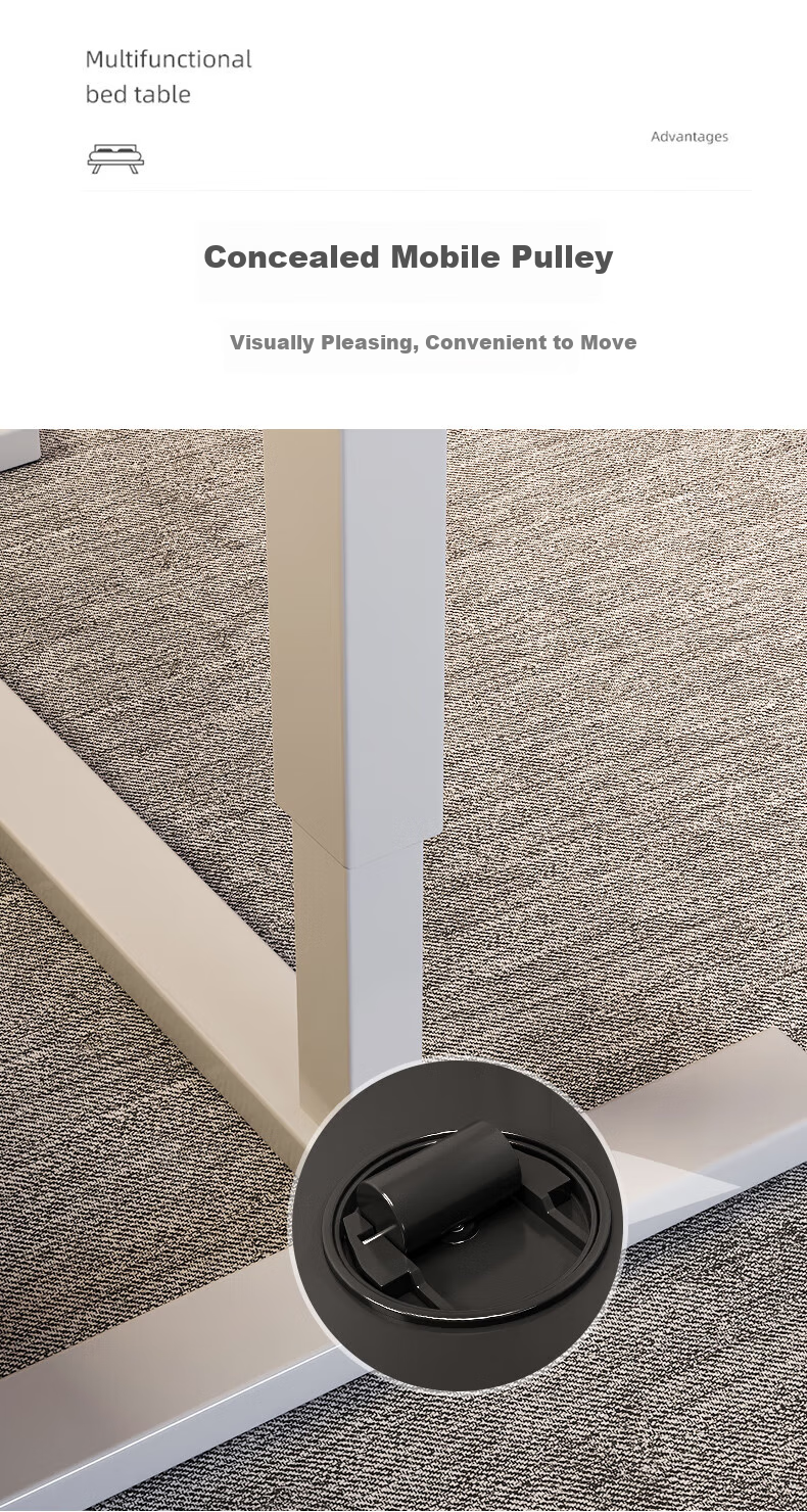 Qianxihuafu Pneumatic Height Adjustable Mobile Computer Desk, Bedside Table, Foldable Study Writing Desk, Living Room Side Table, Walnut 5