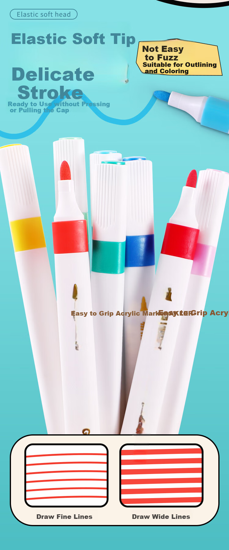 M&G Acrylic Markers, Easy to Grip, Stackable Colors, 12 Colors with 2 Free Water-Based Non-Translucent Washable Paint Pens, Highlighters APMT80C1-1 Box Watercolor Pens for Art Educatio 4