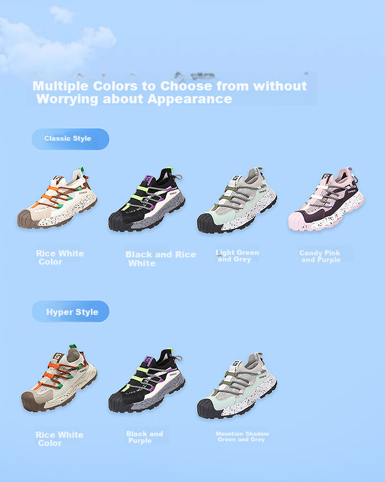 TOREAD [Yue Xing] Children's Sports Shoes for Boys And Girls, Spring And Summer Style, Bread Head Hiking Shoes, Light Green Gray, Size 39 5