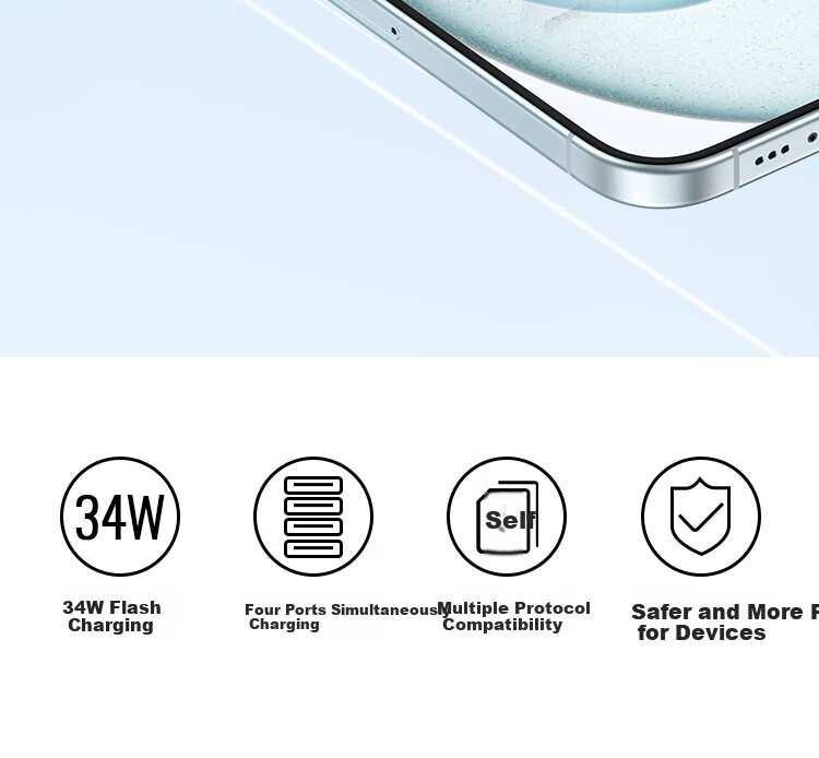UGREEN Multi-Port USB Charger Socket, 6.8A Fast Charging Head, Four-Port Charging Plug, Suitable for Apple IPhone 18/17/16e/15, Huawei, Xiaomi Tablets, Smartwatches, Desktop Model 2