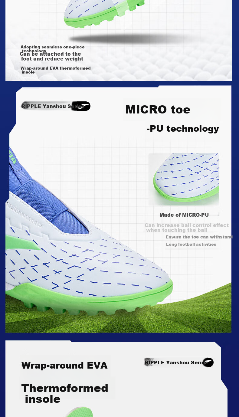 JOMA Children's Soccer Shoes, TF Turf Studs, Non-Slip, Wear-Resistant, for Youth And Students, Professional Competition Football Training Shoes, Gray-Blue, Size 37 5